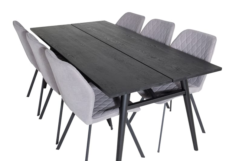 Sleek Matgruppe Forlengningsbar 195 cm Rektangulær med 6 Gemma stoler - Sort - Møbler - Bord - Spisegrupper