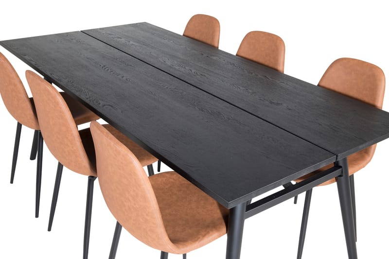 Sleek Matgruppe Forlengningsbar 195 cm Rektangulær med 6 Polar stoler - Sort - Møbler - Bord - Spisegrupper