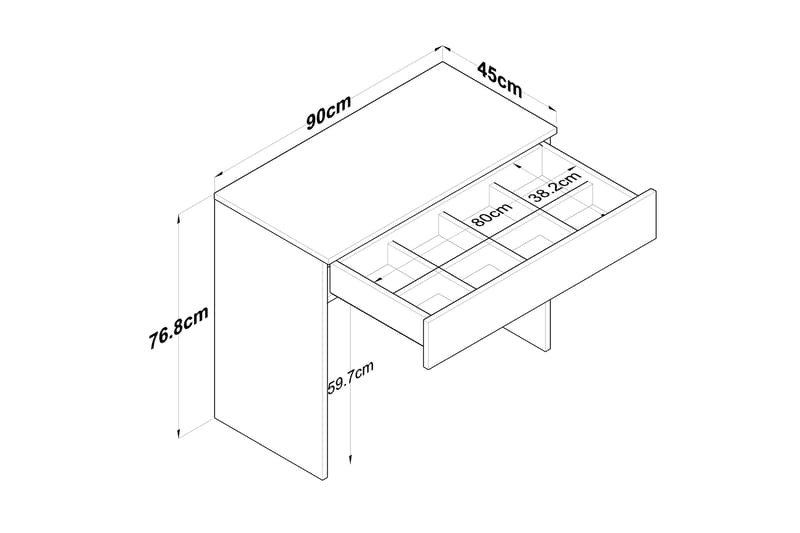 Junji Sminkebord 90x76,8 cm Hvit - Hanah Home - Møbler - Bord - Sminkebord & toalettbord