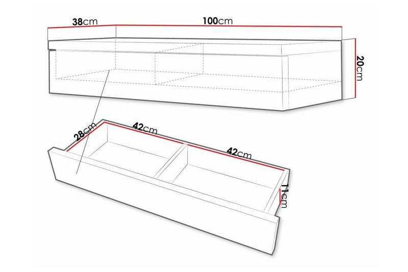 Staffin Sminkespeil 100x38 cm - Svart - Møbler - Bord - Sminkebord & toalettbord