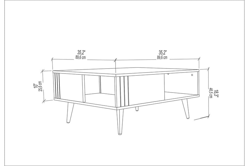 Andifli Sofabord 89,6x46,5x89,6 cm - Hvit - Møbler - Bord - Sofabord