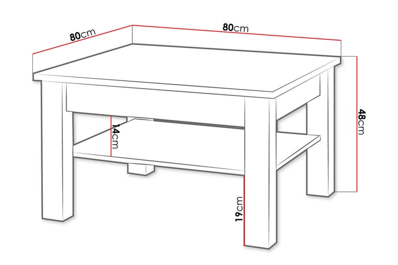 Cezara Sofabord 80 cm med Oppbevaringshylle - Beige/Grå - Møbler - Bord - Sofabord