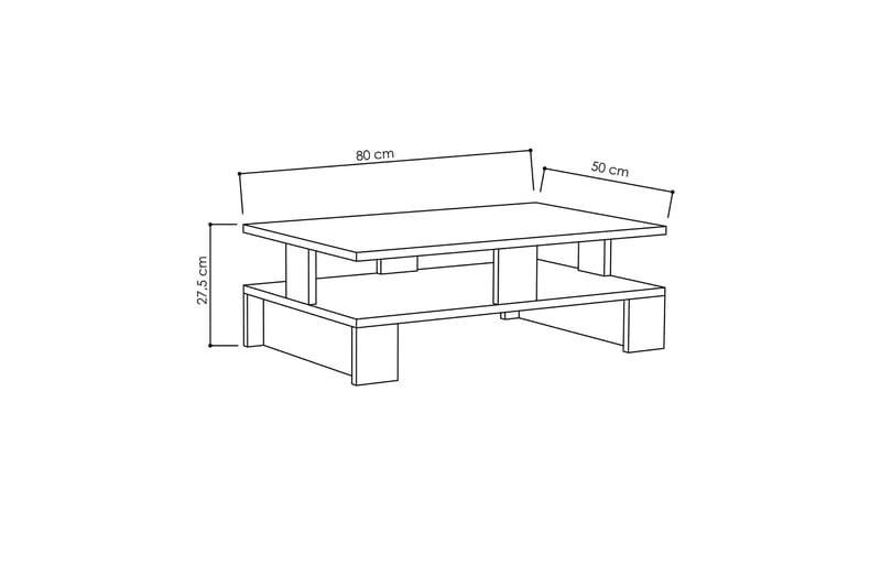 Decorta Sofabord 80 cm med Oppbevaringshylle - Eikefarge - Møbler - Bord - Sofabord