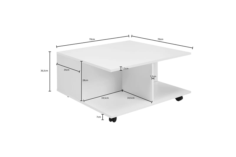 Delgadillo Sofabord 70 cm - Hvit - Møbler - Bord - Sofabord