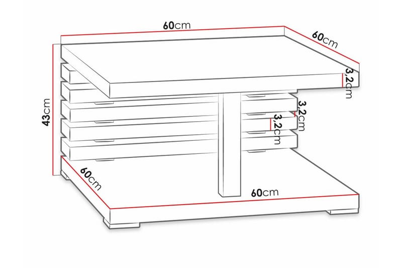 Denogal Sofabord 60 cm - Brun - Møbler - Bord - Sofabord