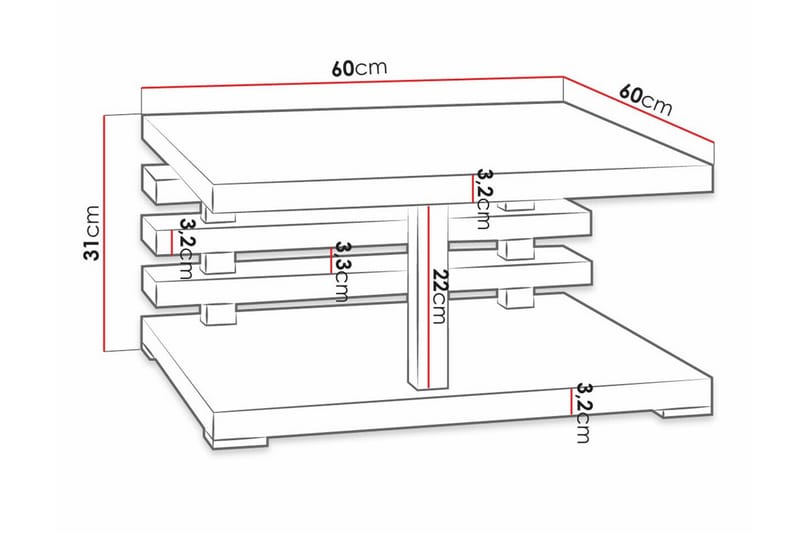 Denogal Sofabord 60 cm - Brun - Møbler - Bord - Sofabord