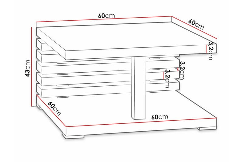 Denogal Sofabord 60 cm - Svart - Møbler - Bord - Sofabord