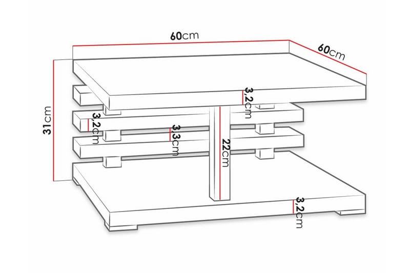 Denogal Sofabord 60 cm - Svart - Møbler - Bord - Sofabord