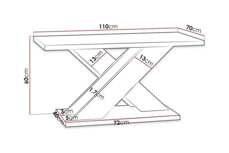 Denogal Sofabord 70 cm - Hvid - Møbler - Bord - Sofabord