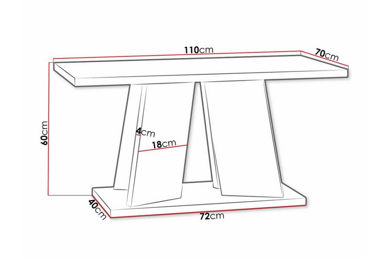 Denogal Sofabord 70 cm - Sort høyglans - Møbler - Bord - Sofabord