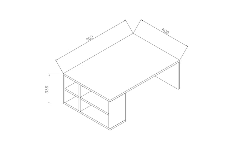 Elegancia Sofabord 90 cm med Oppbevaringshyller - Tre/Hvit - Møbler - Bord - Sofabord