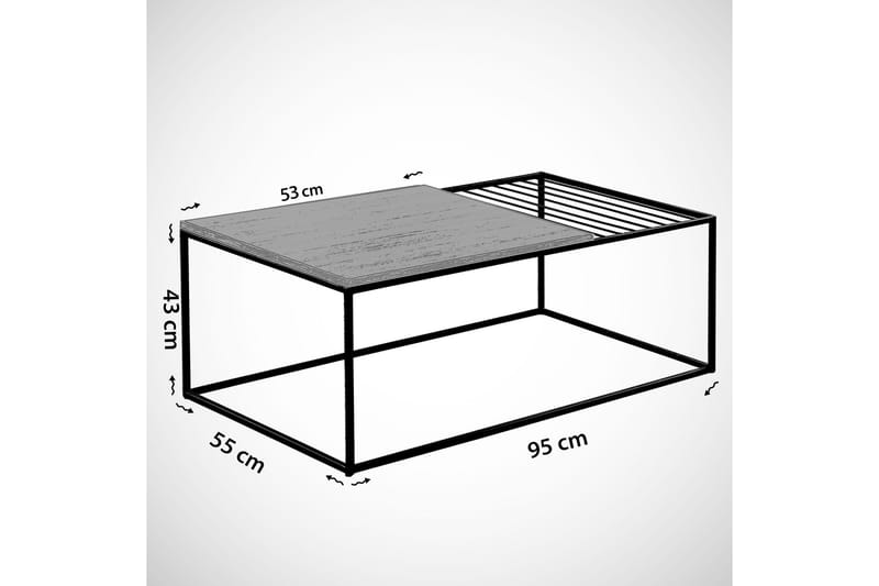 Falan Sofabord 95 cm Marmormønster Ribbor - Hvit/Svart - Møbler - Bord - Sofabord