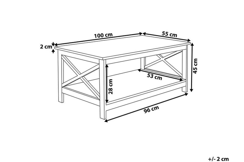 Fostia Sofabord 100 cm med Oppbevaringshylle - Hvit - Sofabord