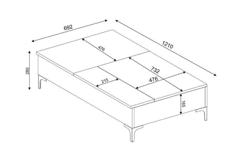 Furny Home Sofabord 121 cm Hev- og Senkbart med Oppbevaring - Valnøttsbrun - Møbler - Bord - Sofabord