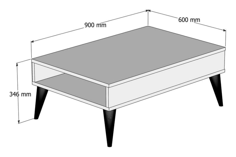 Hoptrup Sofabord 90 cm med Oppbevaringshylle - Eikefarge - Møbler - Bord - Sofabord