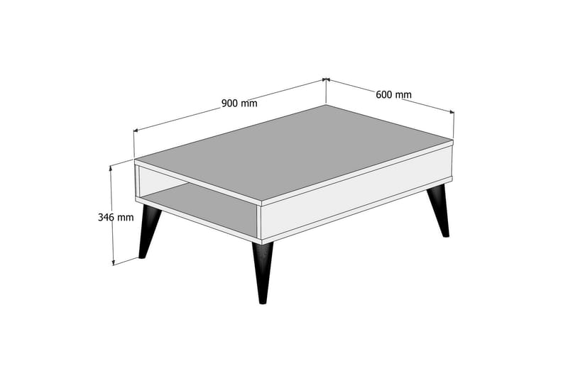 Hoptrup Sofabord 90 cm med Oppbevaringshylle - Valnøttsbrun - Møbler - Bord - Sofabord