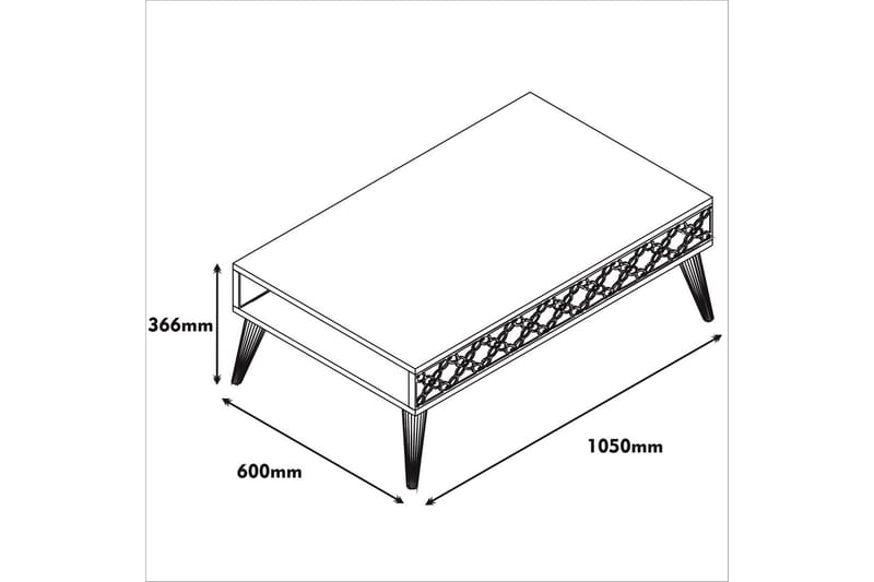 Hovdane Sofabord 105 cm med Oppbevaring Hylle KedjeMønster - Brun - Møbler - Bord - Sofabord