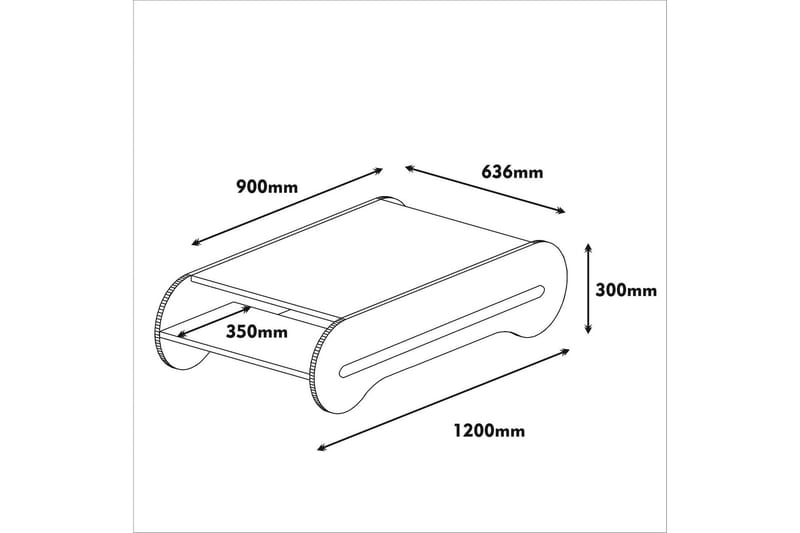 Hovdane Sofabord 120 cm med Oppbevaringshylle - Brun/Gul - Møbler - Bord - Sofabord