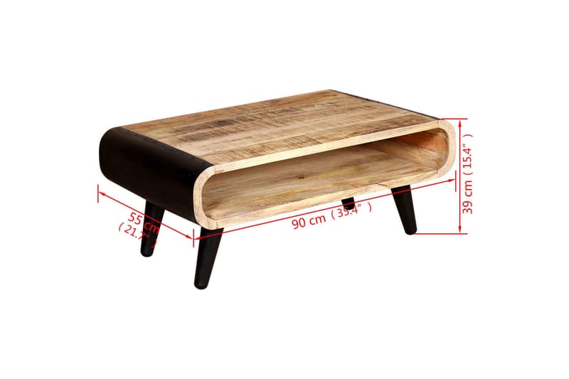 Kaffebord Mangotre 90x55x39 cm - Mangotre/Svart - Møbler - Bord - Sofabord