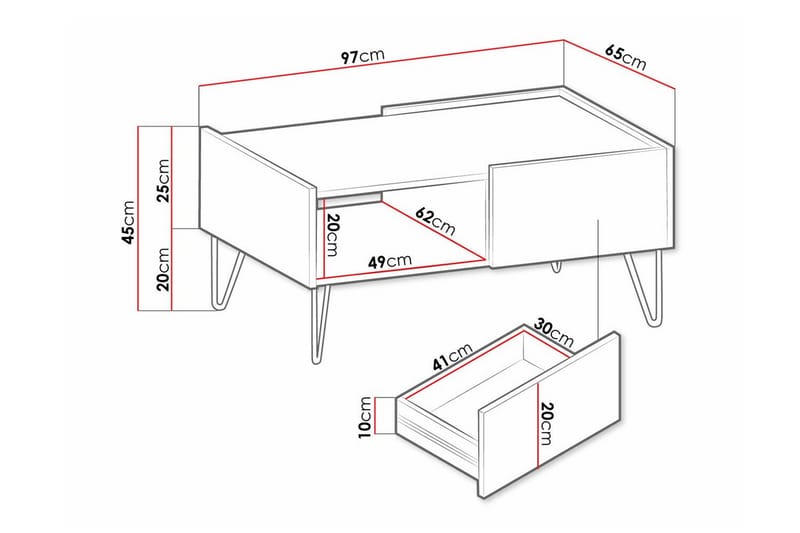 Klinkerville Sofabord 65 cm - Hvid - Møbler - Bord - Sofabord