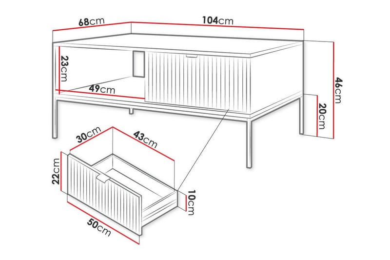 Klinkerville Sofabord 68 cm - Hvid - Møbler - Bord - Sofabord