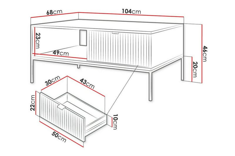 Klinkerville Sofabord 68 cm - Hvid - Møbler - Bord - Sofabord