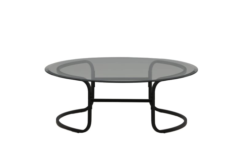Lomari Sofabord 110 cm Rundt - Svart - Sofabord - Sammenleggbart bord - Speilbord - Sofabord med oppbevaring - Sofabord med hjul - Hev og senkbart sofabord