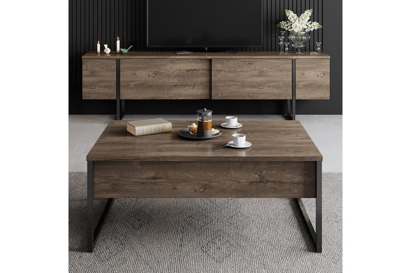 Luxe Soffbord 90x40 cm Brun/Svart - Møbler - Bord - Sofabord