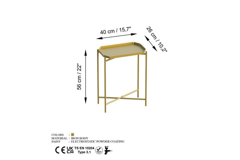 Mamta Sofabord 26 cm - Gull - Møbler - Bord - Sofabord