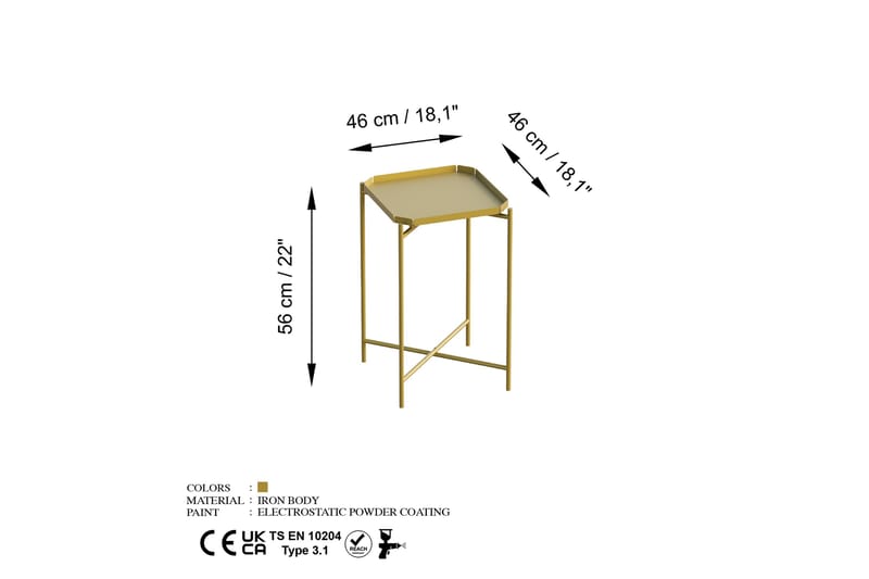 Mamta Sofabord 46 cm - Gull - Møbler - Bord - Sofabord