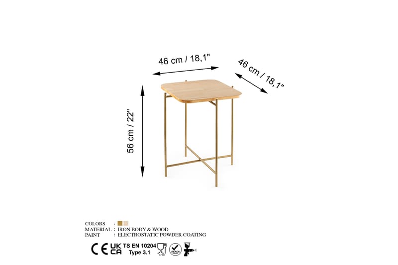 Mamta Sofabord 46 cm - Gull/Naturell - Møbler - Bord - Sofabord