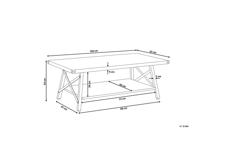 Marlea Sofabord 100x55 cm - Grå - Møbler - Bord - Sofabord