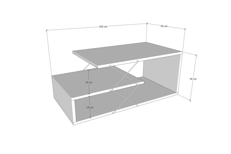 Moengo Sofabord 100 cm med Oppbevaringshylle - Natur/Brun/Svart - Møbler - Bord - Sofabord