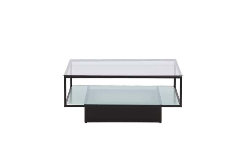 Mollan Sofabord 90x90x37,5 cm - Svart - Sofabord - Sammenleggbart bord - Speilbord - Sofabord med oppbevaring - Sofabord med hjul - Hev og senkbart sofabord