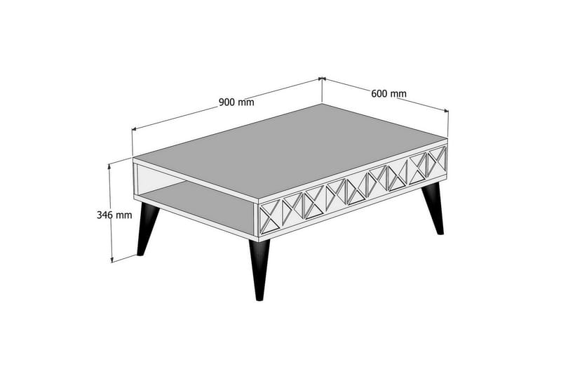 Muennink Sofabord 90 cm med Oppbevaringshylle - Eikefarge - Møbler - Bord - Sofabord