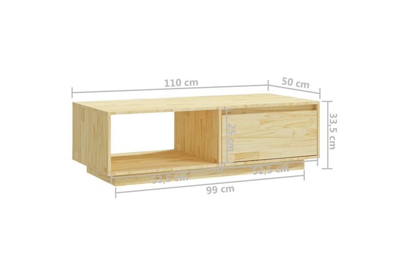 Salongbord 110x50x33,5 cm heltre furu - Brun - Møbler - Bord - Sofabord