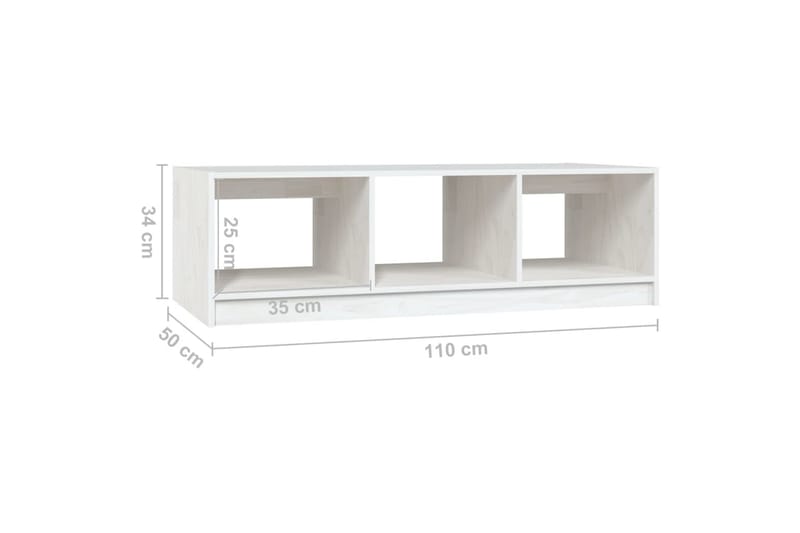 Salongbord 110x50x34 cm heltre furu hvit - Hvit - Møbler - Bord - Sofabord