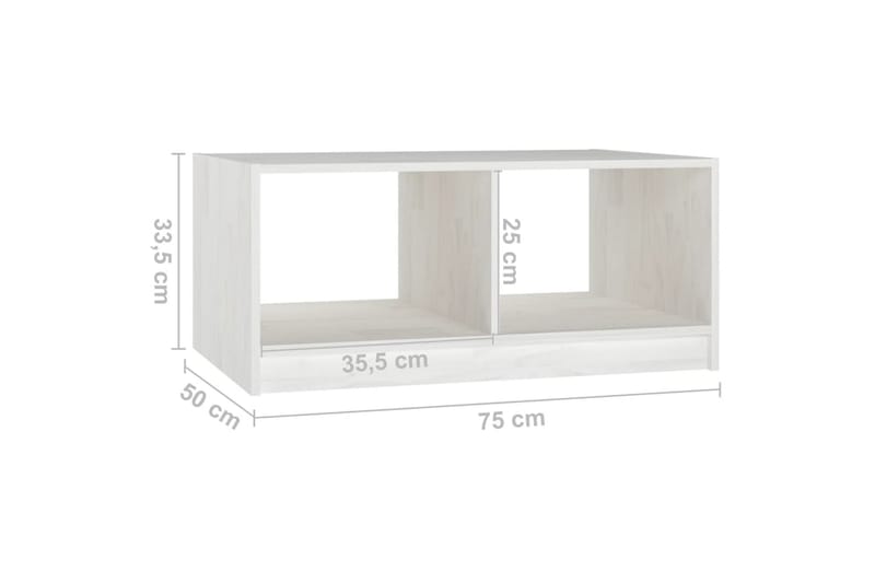 Salongbord 75x50x33,5 cm heltre furu hvit - Hvit - Møbler - Bord - Sofabord