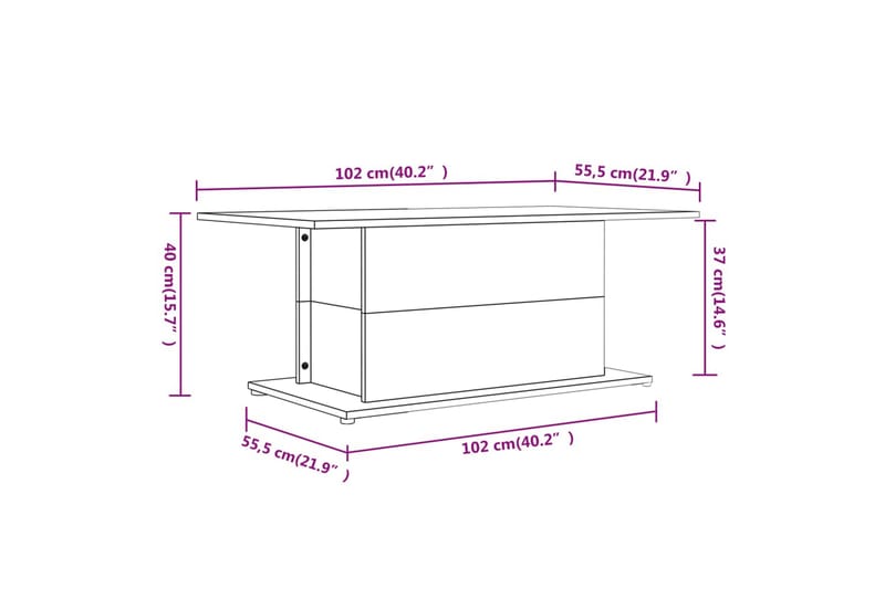 Salongbord betonggrå 102x55,5x40 cm sponplate - Grå - Møbler - Bord - Sofabord