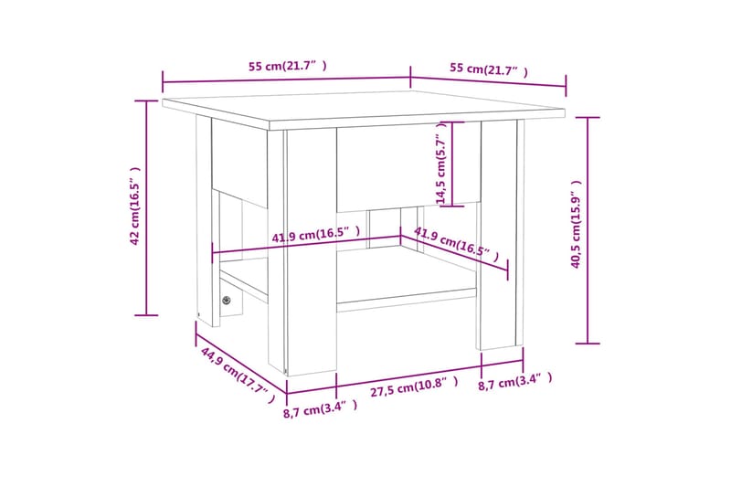 Salongbord brun eik 55x55x42 cm sponplate - Brun - Møbler - Bord - Sofabord