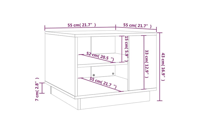 Salongbord brun eik 55x55x43 cm sponplate - Brun - Møbler - Bord - Sofabord