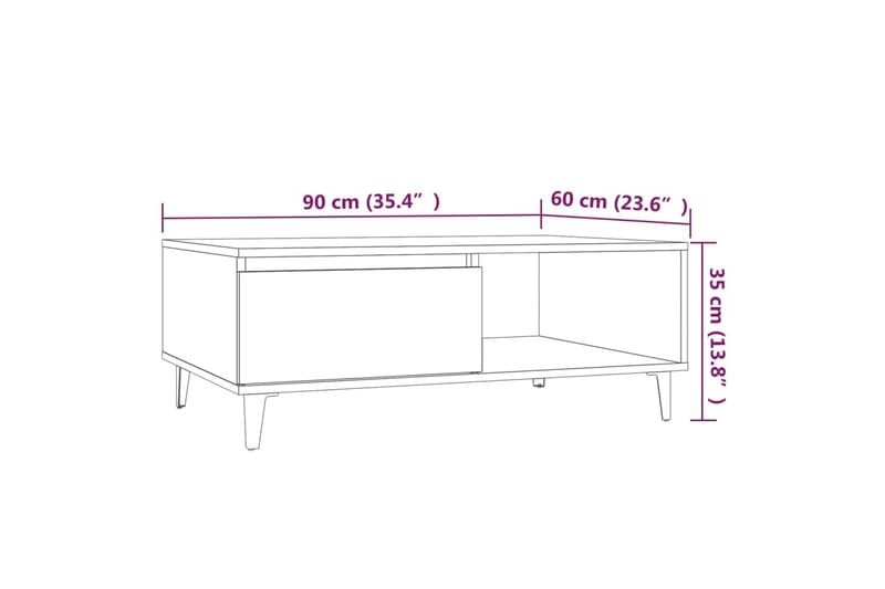 Salongbord brun eik 90x60x35 cm sponplate - Brun - Møbler - Bord - Sofabord