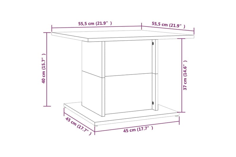 Salongbord grå sonoma eik 55,5x55,5x40 cm sponplate - Grå - Møbler - Bord - Sofabord