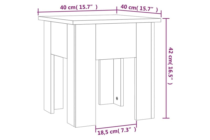 Salongbord hvit 40x40x42 cm sponplate - Hvit - Møbler - Bord - Sofabord