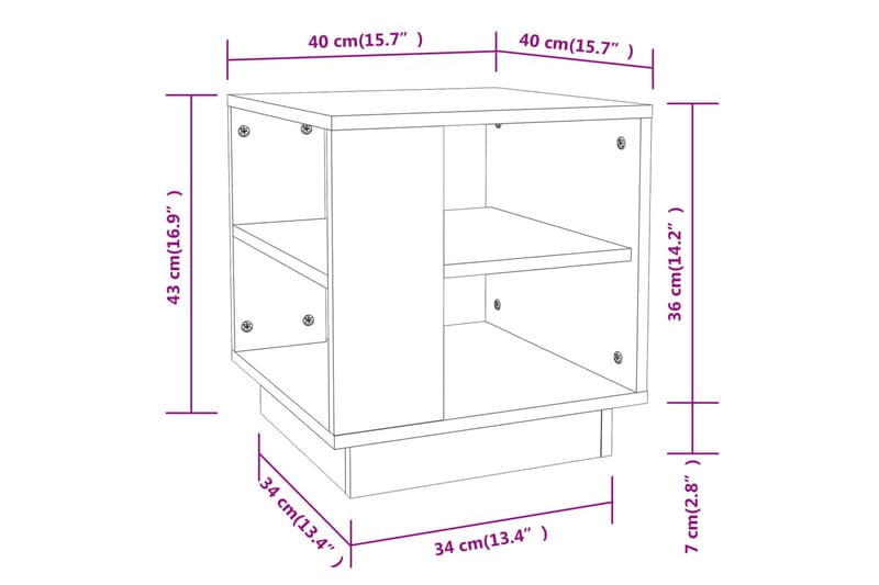 Salongbord hvit 40x40x43 cm konstruert tre - Hvit - Møbler - Bord - Sofabord