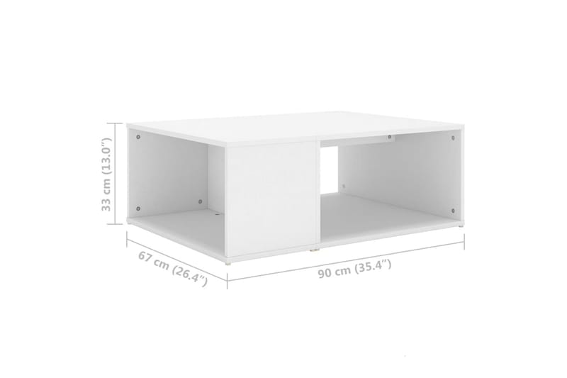 Salongbord hvit 90x67x33 cm sponplate - Hvit - Møbler - Bord - Sofabord