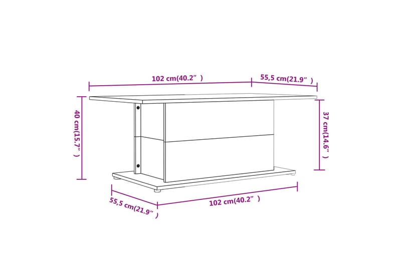 Salongbord svart 102x55,5x40 cm sponplate - Svart - Møbler - Bord - Sofabord