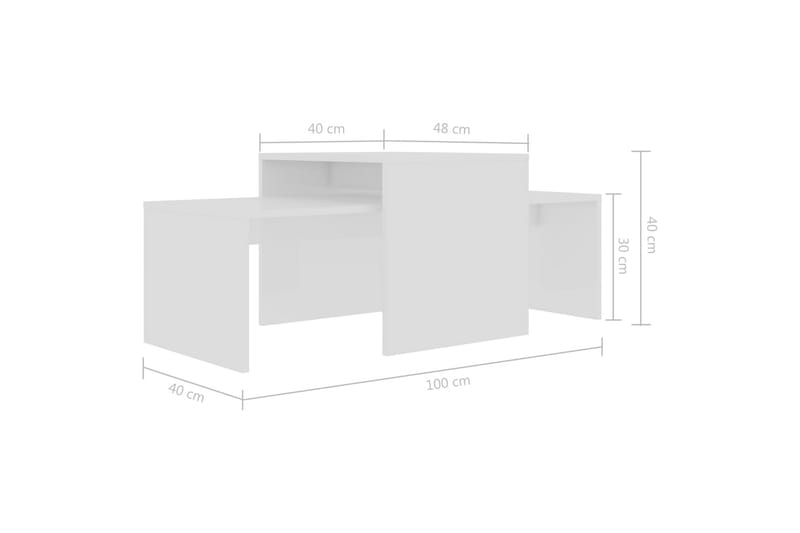 Salongbordsett høyglans hvit 100x48x40 cm sponplate - Møbler - Bord - Sofabord