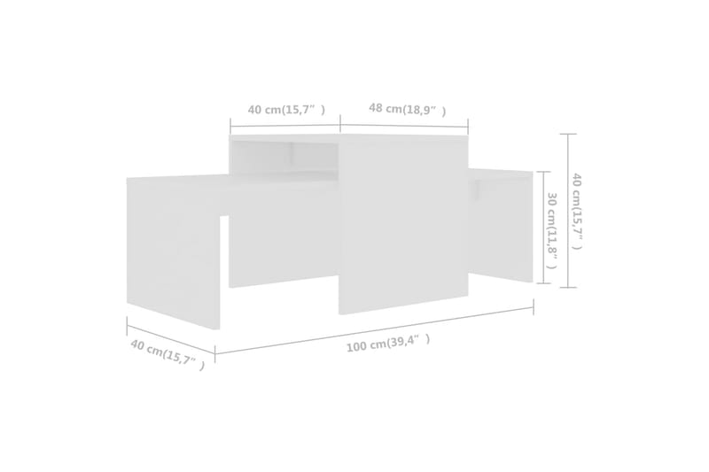 Salongbordsett hvit 100x48x40 cm sponplate - Møbler - Bord - Sofabord