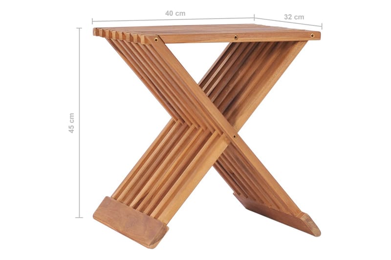 Sammenleggbar krakk 40x32x45 cm heltre teak - Brun - Møbler - Bord - Sofabord